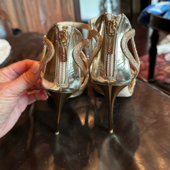 Jimmy Choo Gold Crystal Embellished Heels - Picture 6 of 6
